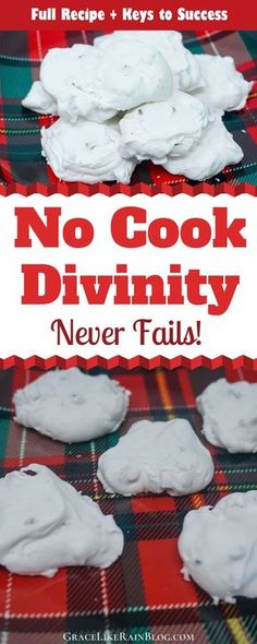 the cover of no cook divinity never fail, with marshmallows on top