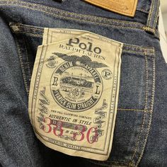 Polo Ralph Lauren Dark Blue Denim Varicose Slim Straight 38 Waist 30 Length Tight 38 It’s Closer To A 36 Feel Levi Label, Rustic Clothing, Jean Ideas, Jeans Label, Rustic Outfits, Denim Label, Crazy Shirts, Horror Posters, Weird Shirts