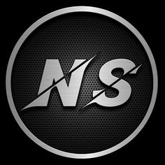 the logo for n & s is shown on a black and silver metal plated background