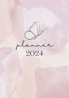 a pink and white watercolor background with the words planner 2024 written on it