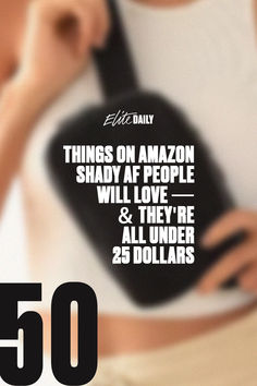 there is a woman holding a black object in her hand with the words 50 things on amazon shady af people will love and they're all under 25 dollars