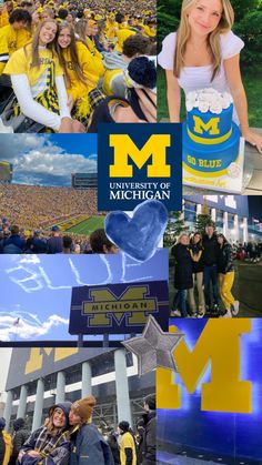 michigan university collage with images of students and fans