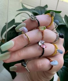 Wrapped crystal/rock rings! Choose any color combination, to your liking! Made with love! Rock Rings, Wrapped Crystal, Multi Stone Ring, Multi Stone, Crystal Rings, Made With Love, Color Combination, Stone Rings, Color Combinations