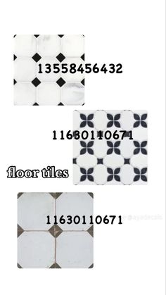 four different types of white and black tiles with numbers on them, including one for each tile