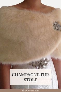 Champagne Fur Stole Champagne Shawl, Fur Shrug Wedding, Faux Fur Wrap