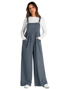 PRICES MAY VARY. Material: Our wide leg jumpsuits is crafted from a blend of 66.7% rayon and 32.4% polyester, ensuring a soft, comfortable, stretchy, lightweight, and breathable Waffle Knit fabric. Design: This womens overalls features a loose fit with fashionable baggy jumpsuit, adjustable straps, functional buttons, and two side pockets. Its sleeveless design and solid color make it a chic and casual summer outfit, perfect for vacations. Occasion: Suitable for a variety of occasions including Ladies Overalls, Fall Overalls, Overalls Fall, Patchwork Overalls, Wide Leg Overalls, Baggy Jumpsuit, Womens Overalls, Wide Leg Jumpsuits, Comfy Jumpsuits