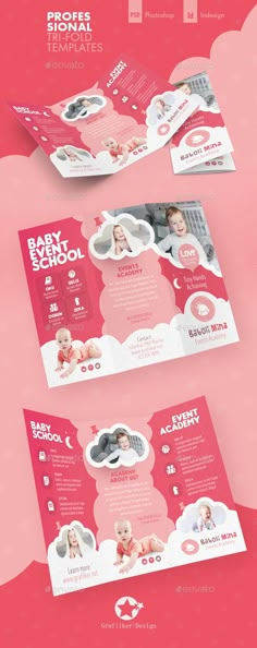 two fold brochures with baby photos on them