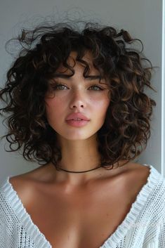 Spanish Haircut, Short Curly Wolf Cut With Bangs, Short Edgy Shag Haircut, Short Curly Layered Hair, Fairy Haircut, Curly Cuts, Haircut Inspo, Romantic Curls