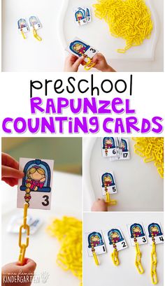 this is a collage of pictures showing how to use the numbers in preschool activities