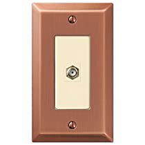 a single light switch plate with an eye on the front and side plates in copper