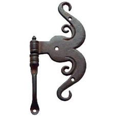 an iron hook with a decorative design on it