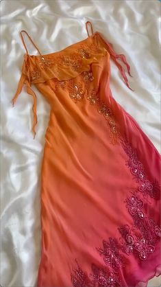 Vintage Evening Dress, Hot Prom Dress, Ombre Prom Dresses, Orange Chiffon, Dress Homecoming, Prom Dress Inspiration, Fairytale Dress, Vestidos Vintage, Chiffon Prom Dress