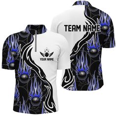 Custom Bowling Polo Shirts, Custom Bowling Shirts For Men And Women, Personalized Flame Bowling Team Jerseys Blue Custom Bowling Shirts, Mens Bowling Shirts, Purple Jersey, Bowling Team, Team Jersey, Bowling Shirts, Polo Shirt Women, Jersey Shirt, Shirts For Women