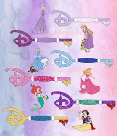 the princesses are all different colors and designs on this wallpaper, but there is no image to describe