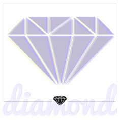 a diamond with the word diamonds on it's front and bottom corner in white