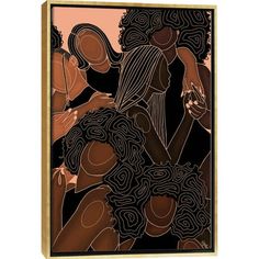 two women with curly hair are looking at each other in the same direction canvas print