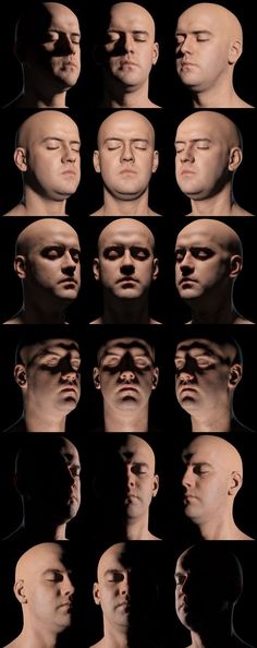 multiple images of the same person's face and head