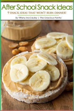 a book cover with peanut butter and banana slices on top of it, next to some nuts