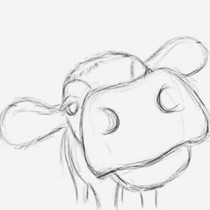 a drawing of a cow's head with its eyes closed and it's nose slightly open