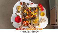 an autumn activity tree on a white plate