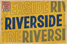 an advertisement for riverside river side drive in the 1960s, with blue and yellow lettering