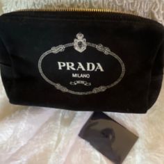 Authentic Prada Pouch Cosmetic Bag Whatever You Would Like To Use It Comes With The Authenticity Card Used But In Good Condition Black And White Prada Makeup Bag, Prada Makeup, Prada Pouch, Dream Makeup, Bags Prada, Prada Bags, Cosmetic Pouch, Cosmetic Bags, Prada Bag