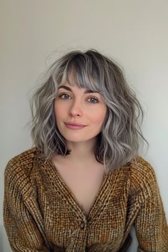 Stunning Salt and Pepper Hair Inspo for Women of All Ages - Flo's Blog Modern Grey Hairstyles, Grey Bob With Fringe, Semi Permanent Color On Gray Hair, Slate Gray Hair, Grey Bangs Dark Hair, Grey Hair Mid Length, Mid Length Grey Hair, Silver Bob With Bangs