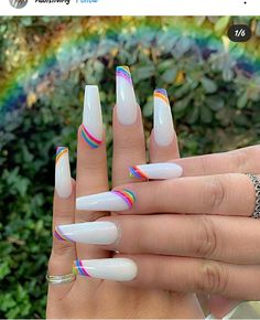 Rave Nails, Milky Nails, Sunflower Nails, Nagellack Trends, Glamour Nails, Summer Acrylic Nails, Rainbow Nails, Summer Ideas, Coffin Nails Designs