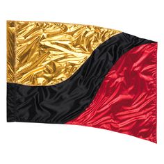 the flag of belgium is flying high in the air with gold foil on it's side