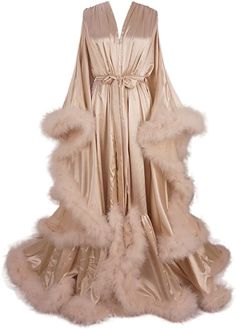 Bridal Robes Long, Feather Bridal Robe, Fancy Robes, Satin Bridal Robe, Pijamas Women, Wedding Scarf, Silky Robe, Bridal Robe, Dresses Ideas