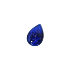 a blue tear shaped glass object on a white background