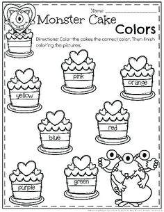 printable monster cake coloring pages for kids to color and practice number recognition with numbers