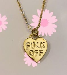 Fuck Off 18k Gold Plated Necklace - UntamedEgo LLC. Dad Jewelry, Acrylic Tumblers, Sherman Oaks, Vintage Necklaces, Pretty Jewelry, Mom Mug, Gold Plated Necklace, Pretty Jewellery, Cleaning Jewelry