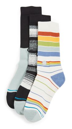 PRICES MAY VARY. 76% Cotton, 17% Polyester, 4% Nylon, 3% Elastane Imported Machine Wash Stance Socks, Crew Sock, Cool Socks, Stripe Print, Arch Support, Soft Knits, Shoes Jewelry, Shoe Jewelry