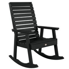 a black rocking chair on a white background