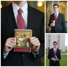 a man in a suit and tie holding a book