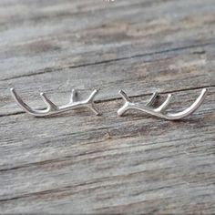 Silver Plated Deer Antler Horn Stud Earrings, Bundle And Save. Deer Horn Jewelry, Deer Earrings, Reindeer Horns, Horn Earrings, Deer Horn, Cute Stud Earrings, Horn Jewelry, Ear Pins, Romantic Jewellery