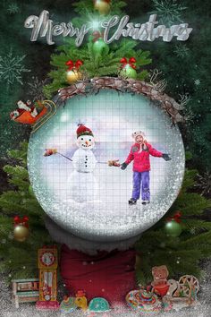 a christmas card with a snowman holding hands