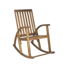 a wooden rocking chair on a white background