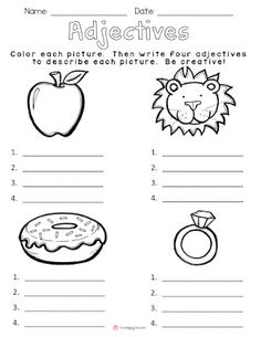 worksheet for grade 1 students with pictures and words