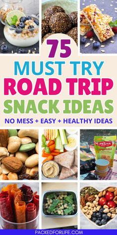 Nine road trip snack ideas from trail mix, to hummous with pita, boiled eggs & veggie sticks, fruit leather, homemade granola bars, yogurt & granola and energy balls. Healthy Snacks For Traveling In The Car, Roadtrip Snacks For Adults, Travel Snacks Roadtrip, Homemade Road Trip Snacks, Healthy Car Snacks, Car Ride Snacks, Easy Road Trip Snacks, Car Trip Snacks, Road Trip Foods