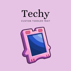 a pink tablet sitting on top of a purple background with the words techy written above it