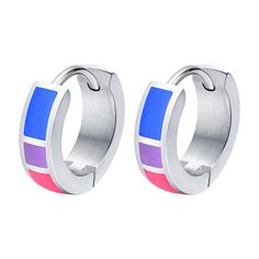 PRICES MAY VARY. Material: Bisexual pride earrings are made of high polished stainless steel, never fade, no deformation, lead-free and nickel-free, lightweight and comfortable to wear. Wear these LGBTQ earrings to show your support for the lgbtq+ community and remind people that love knows no gender. Bisexual Pride Earrings: Show off your pride with Bisexual earrings in iconic lgbtq colors. Whether you're out and proud or still discovering your identity, these LGBT hoop earrings can help expres