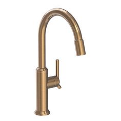 a brass colored faucet on a white background