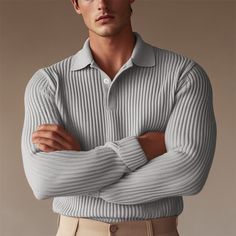 Season:Fall,Spring; Fabric:Knit,Rib Fabrics; Sleeve Length:Long Sleeve; Gender:Men's; Style:Basic,Formal,Muscle,Warm; Tops Type:Golf Polo,Polo Shirt; Occasion:Formal,Holiday,Casual,Work,Club,Active; Pattern:Solid Color; Design:Button; Neckline:Ribbed Polo Collar; Listing Date:09/20/2024; Knit Style:Ribbed Polo Collar Men, Solid Long Sleeve Polo Sweater With Button Closure, Collared Sweater With Button Closure, Button-up Knit Polo Sweater With Ribbed Collar, Solid Ribbed Button-up Tops, Solid Collared Knit Sweater, Collared Ribbed Cotton Sweater, Collared Knit Sweater In Solid Color, Solid Ribbed Collared Sweater