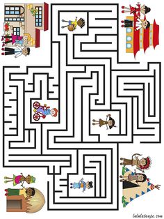 a maze game with an image of people in the middle and one person on the other side