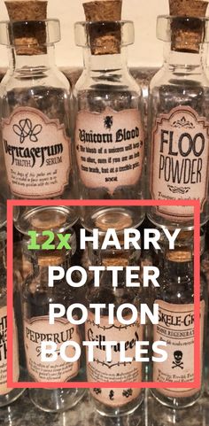 harry potter bottles are stacked on top of each other with the caption below them