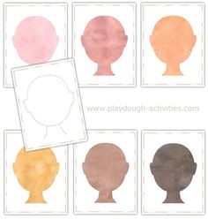 the silhouettes of people are shown in different colors and sizes, including pink, orange,