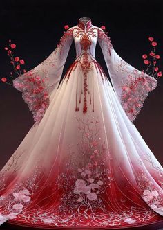 Fansty Dresses, Ancient Chinese Clothing Woman, Japanese Dress Traditional, Fantasy Princess Dress, Mystical Dresses, Simple Art Drawings, Fantasy Dress Design, Gaun Tulle, Fire Dress