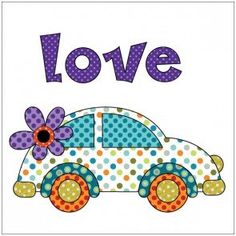 a car with polka dots and flowers on it